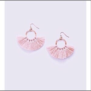 Express pink tassel circle drop earrings